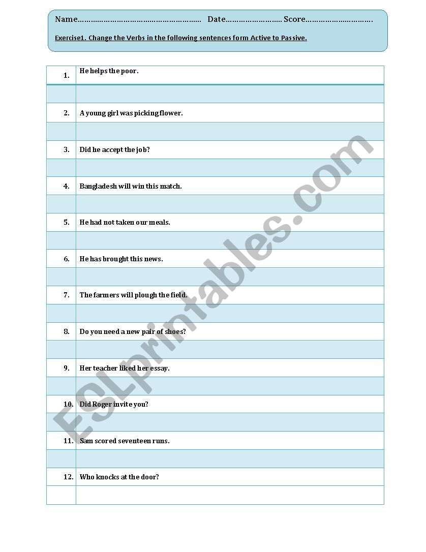 VOICE worksheet