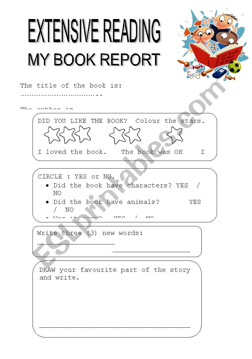 MY BOOK REPORT 1/3 worksheet