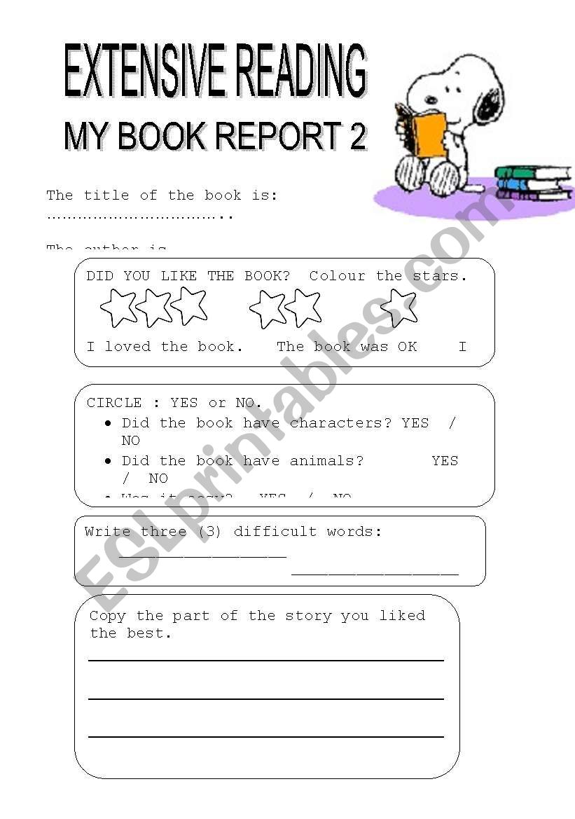 My BOOK REPORT 2/3 worksheet