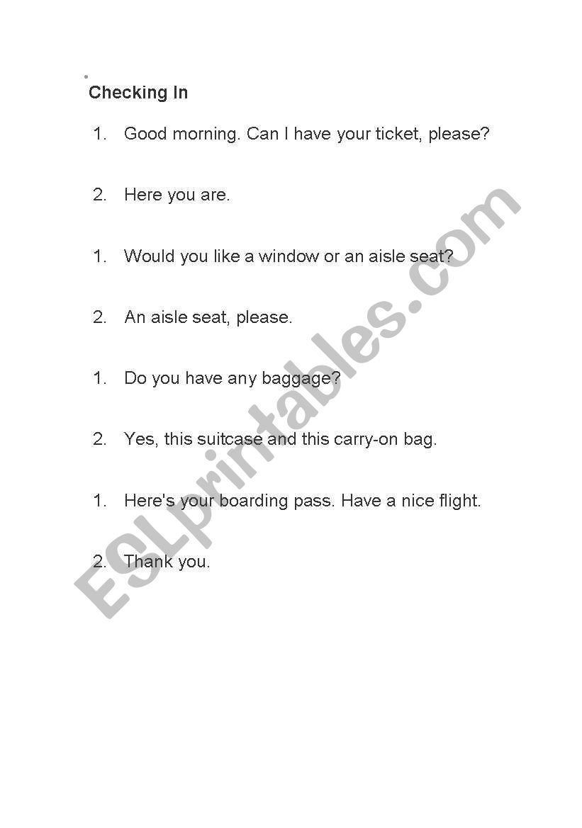 Airport Dialogue worksheet