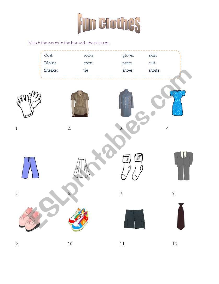 Fun Clothes worksheet