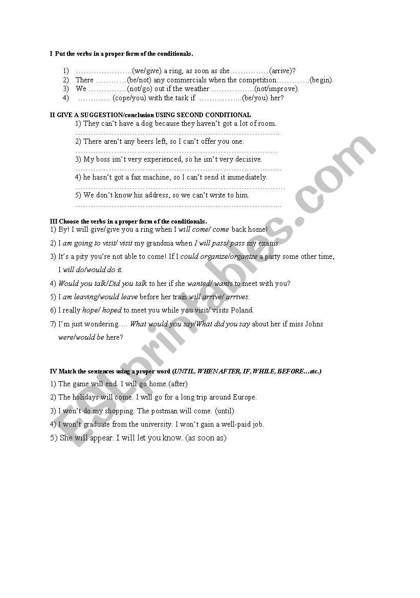 Conditionals worksheet