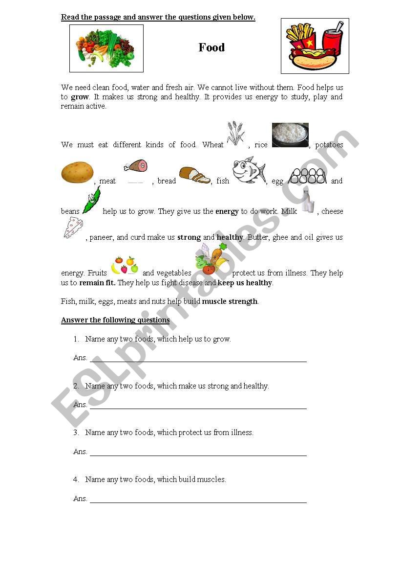 Food worksheet