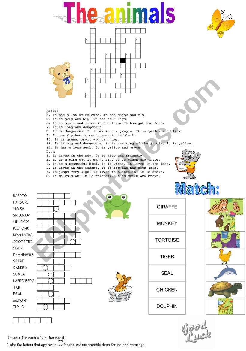 THE ANIMALS worksheet