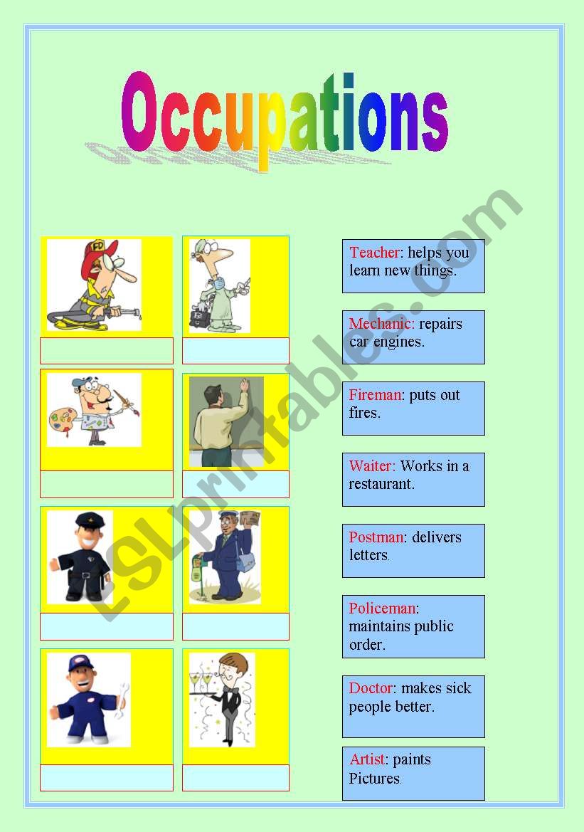 Occupations worksheet