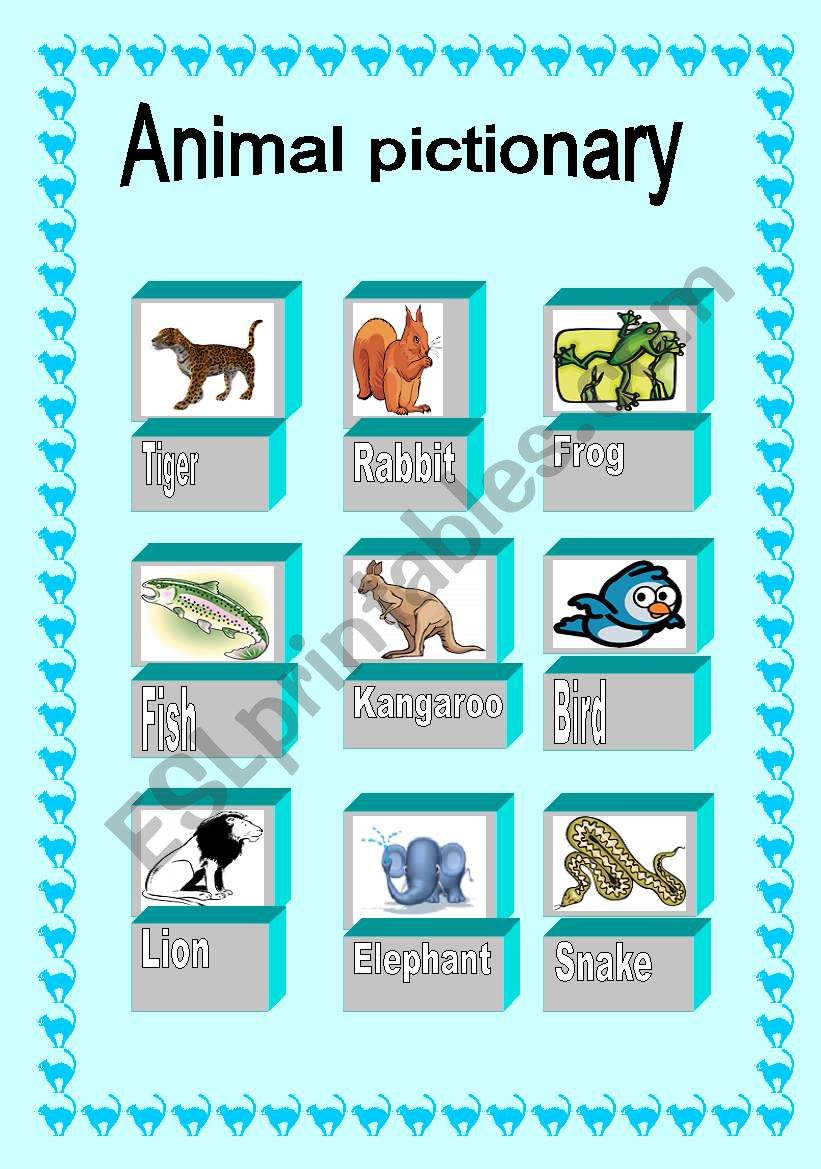 Animal pictionary worksheet