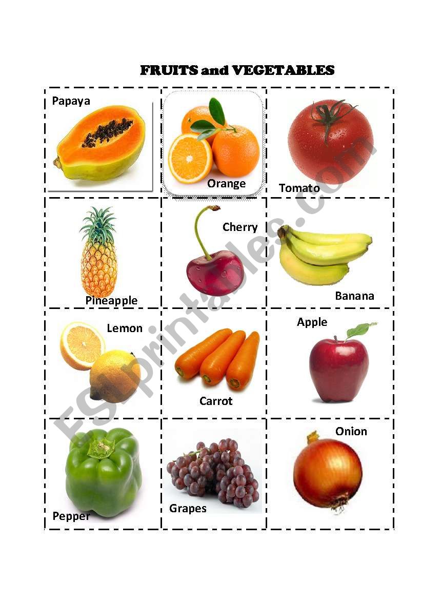FRUITS AND VEGETABLES 1 worksheet