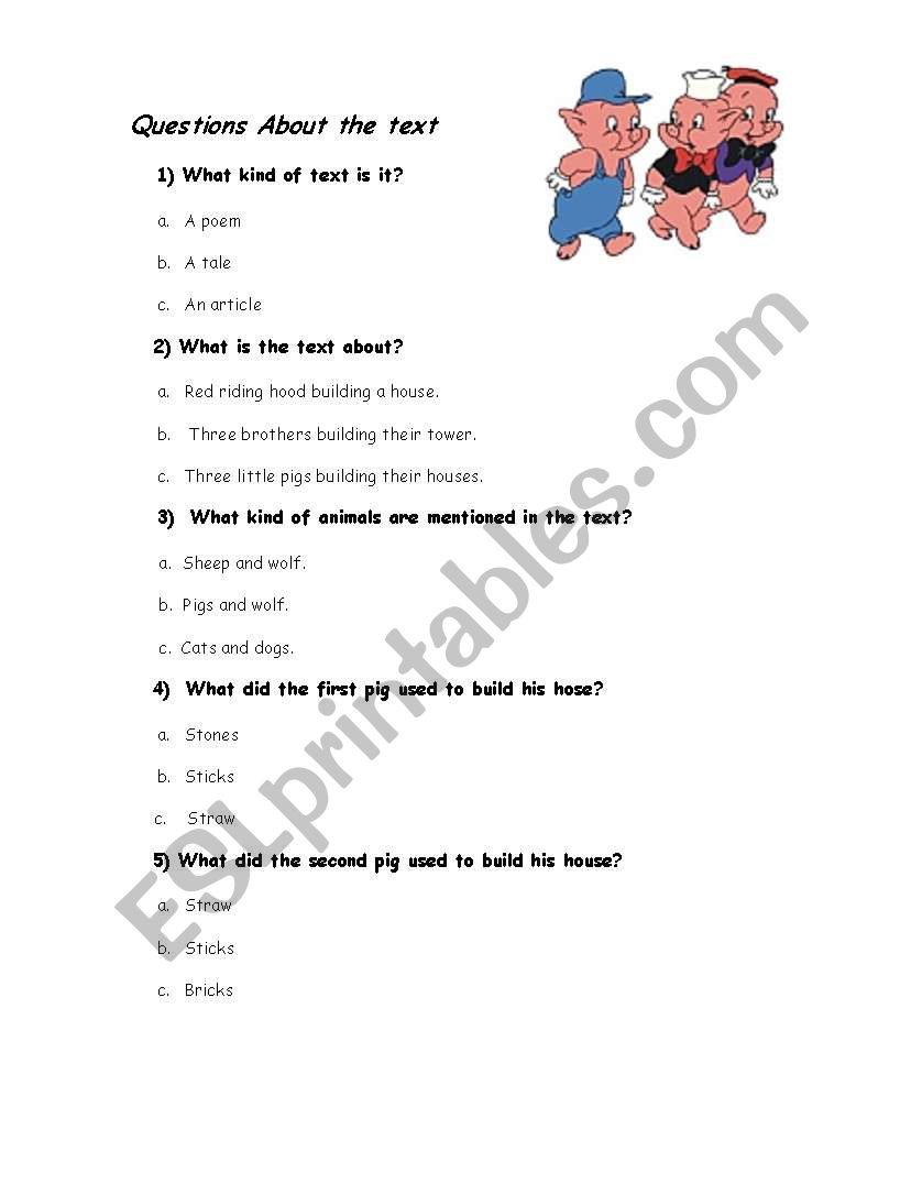 three little pigs question about the test