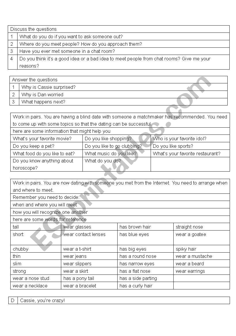 cyberdating blind date worksheet