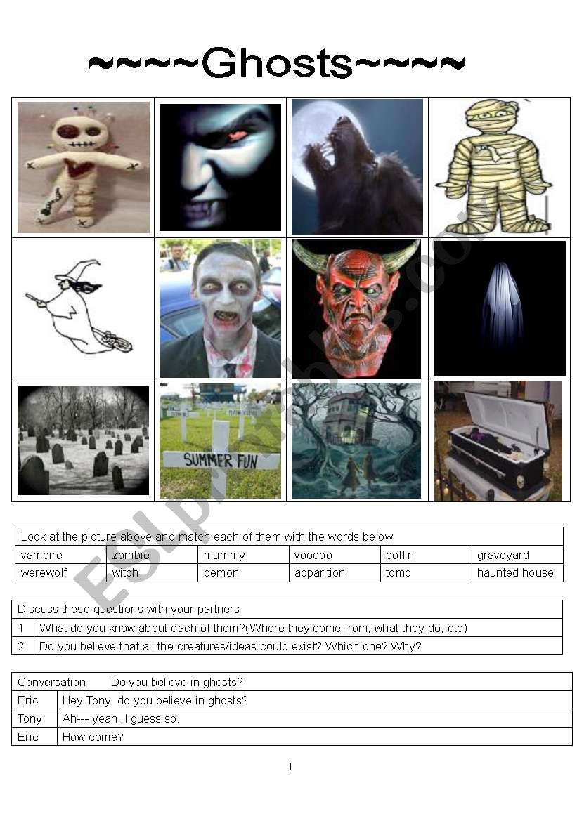 ghosts worksheet