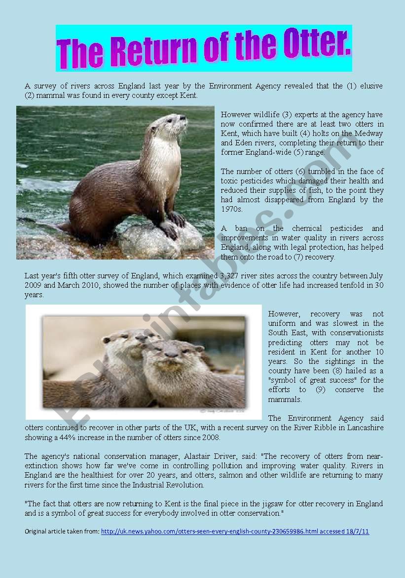 The Return of the Otter - Answer Key included