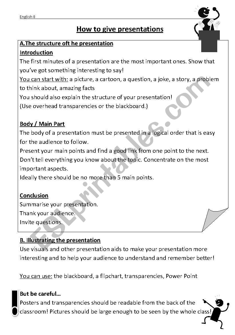 How to present in English  worksheet