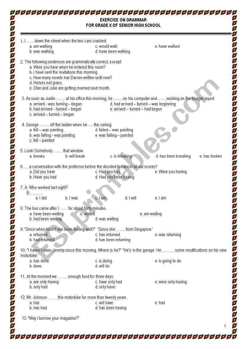 Grammar Exercise worksheet