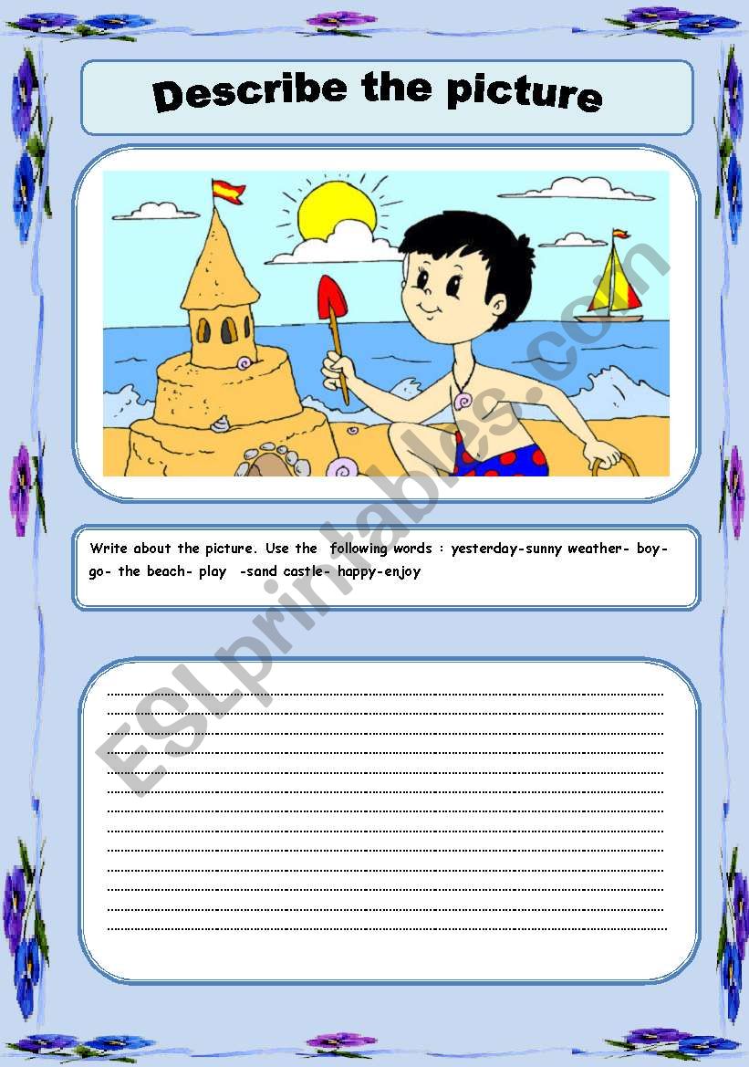 Describe the pictures using the words. Describe the picture. Describe a picture Worksheet. Picture description in English examples. Describing pictures in English 7 класс.