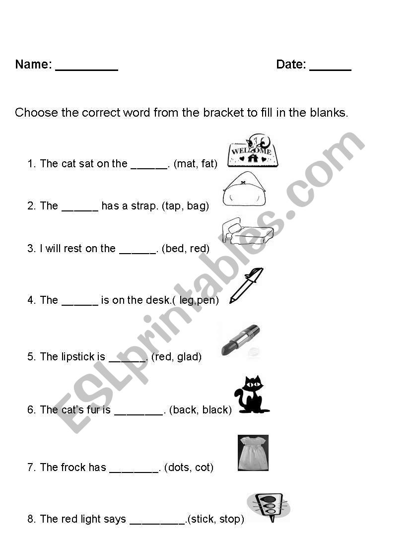 medial sound words worksheet