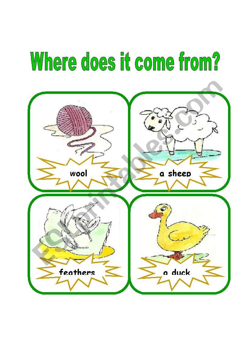 Where does it come from? worksheet