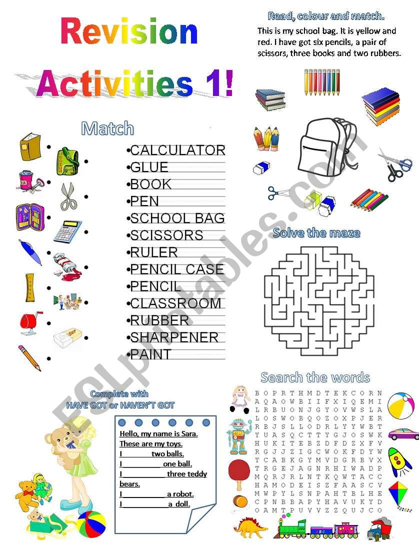 Revision activities 1! worksheet