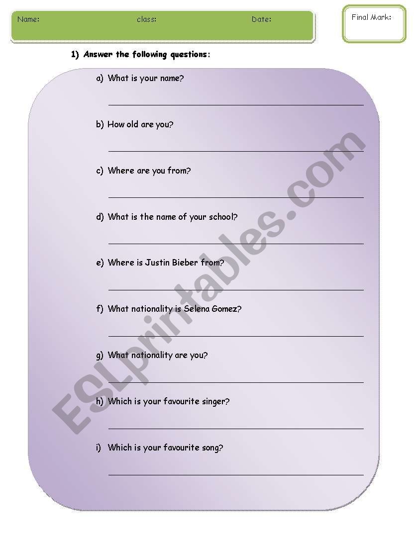 practice test worksheet