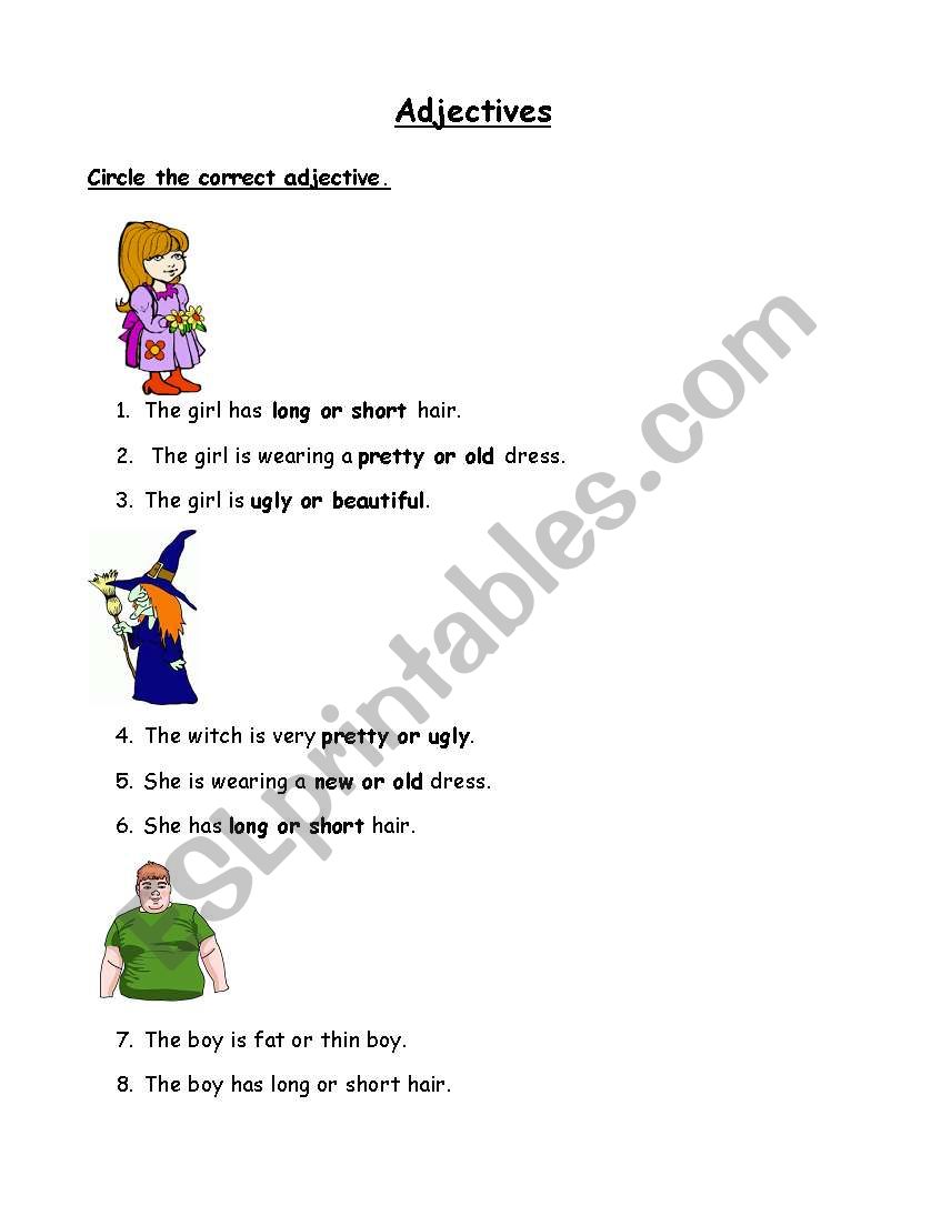 Adjectives worksheet