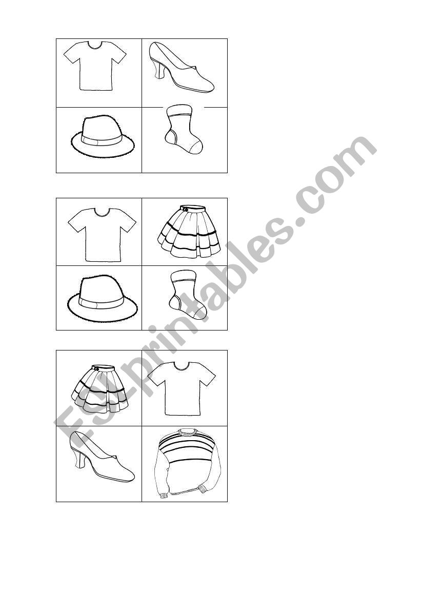 Clothes Bingo  worksheet