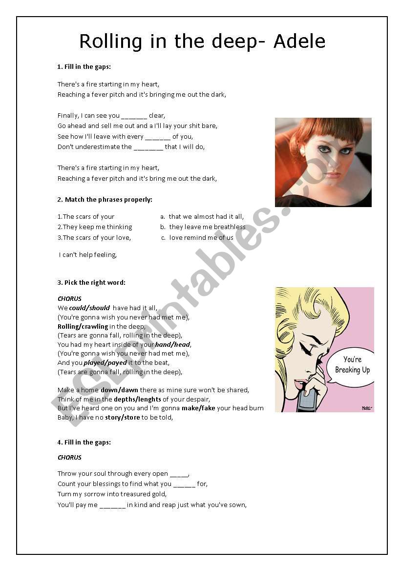 Rolling in the Deep - Adele - Worksheet