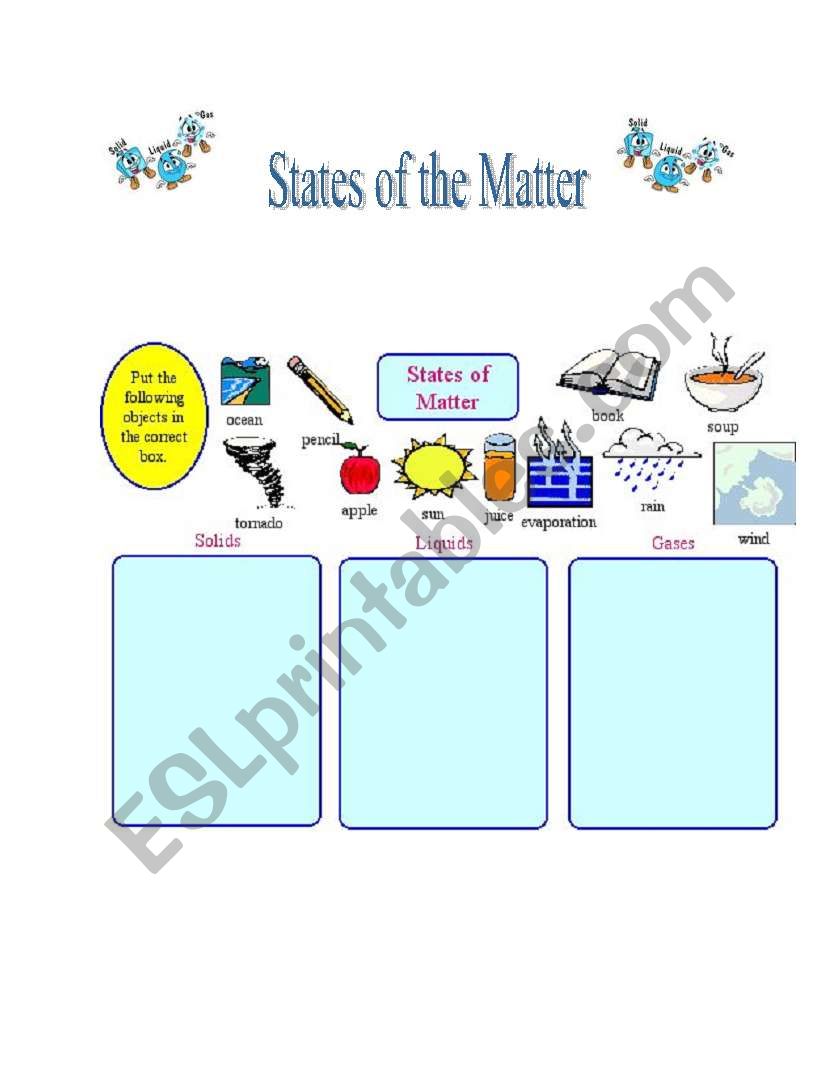 States of matter worksheet