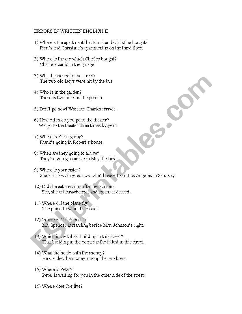 working with mistakes worksheet