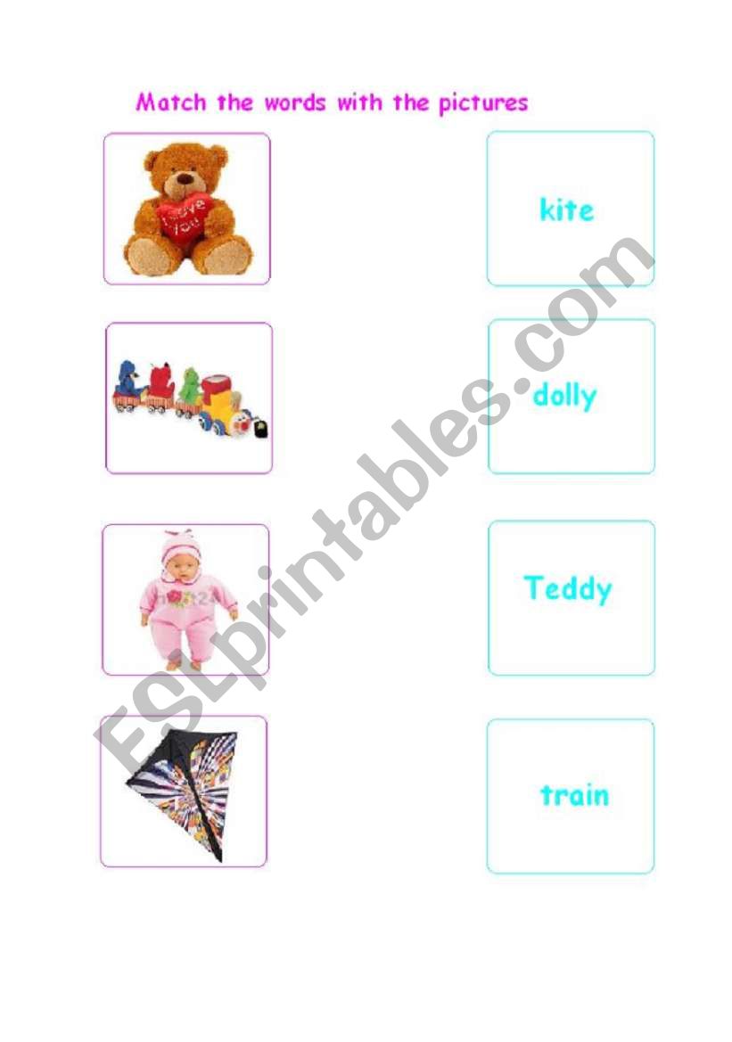 Toys matching worksheet
