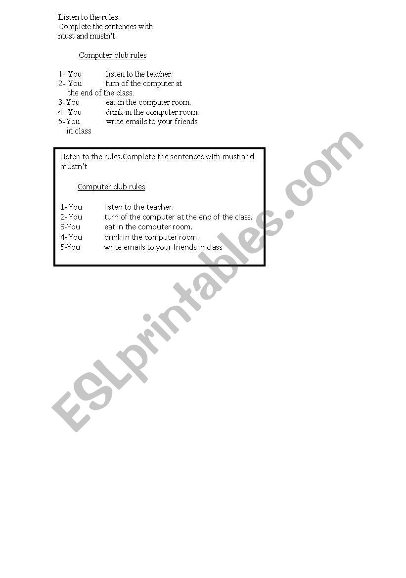 must  worksheet