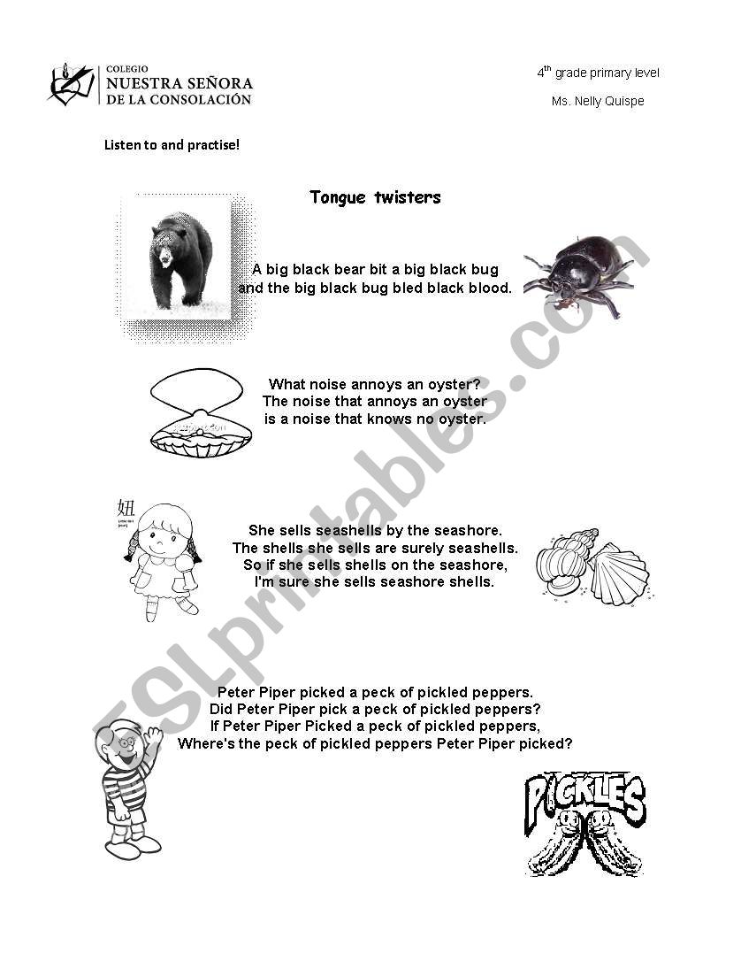 TONGUE TWISTERS worksheet