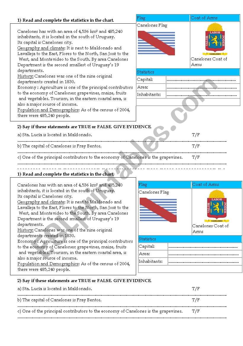 Canelones- Uruguay  worksheet