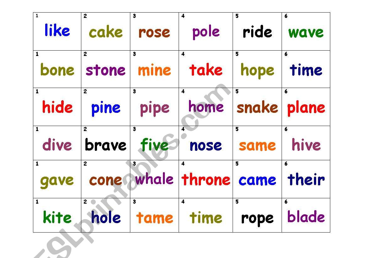 Long vowel words worksheet