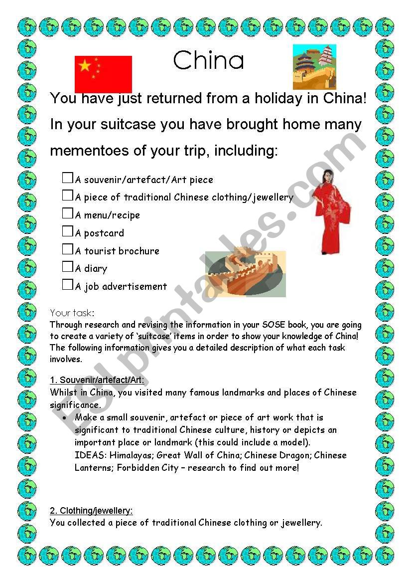 China SOSE assignment worksheet