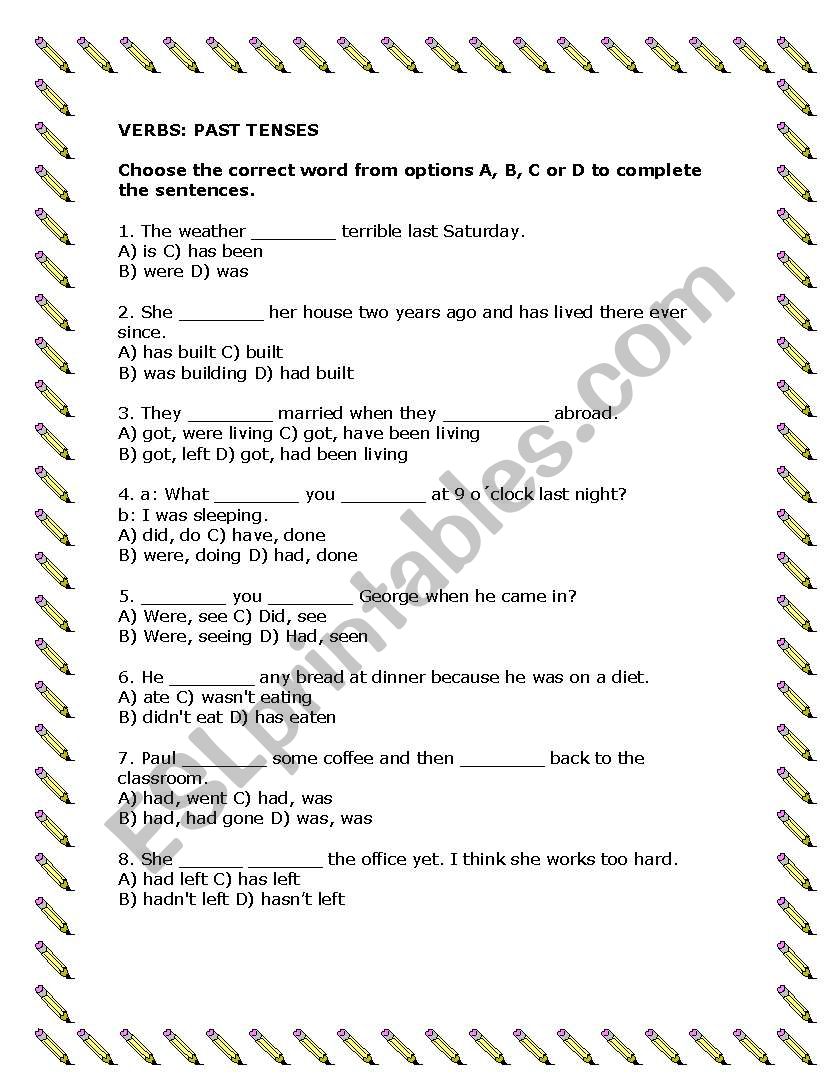 Past Tenses worksheet