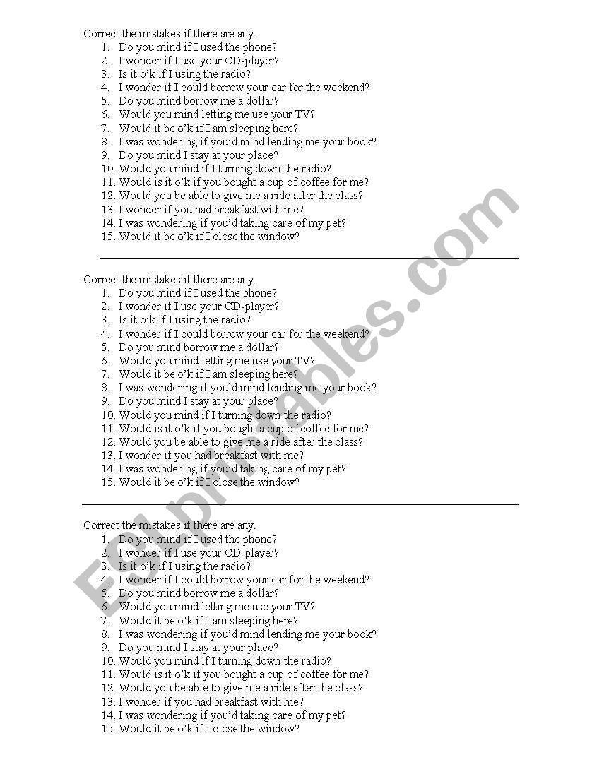 Requests worksheet