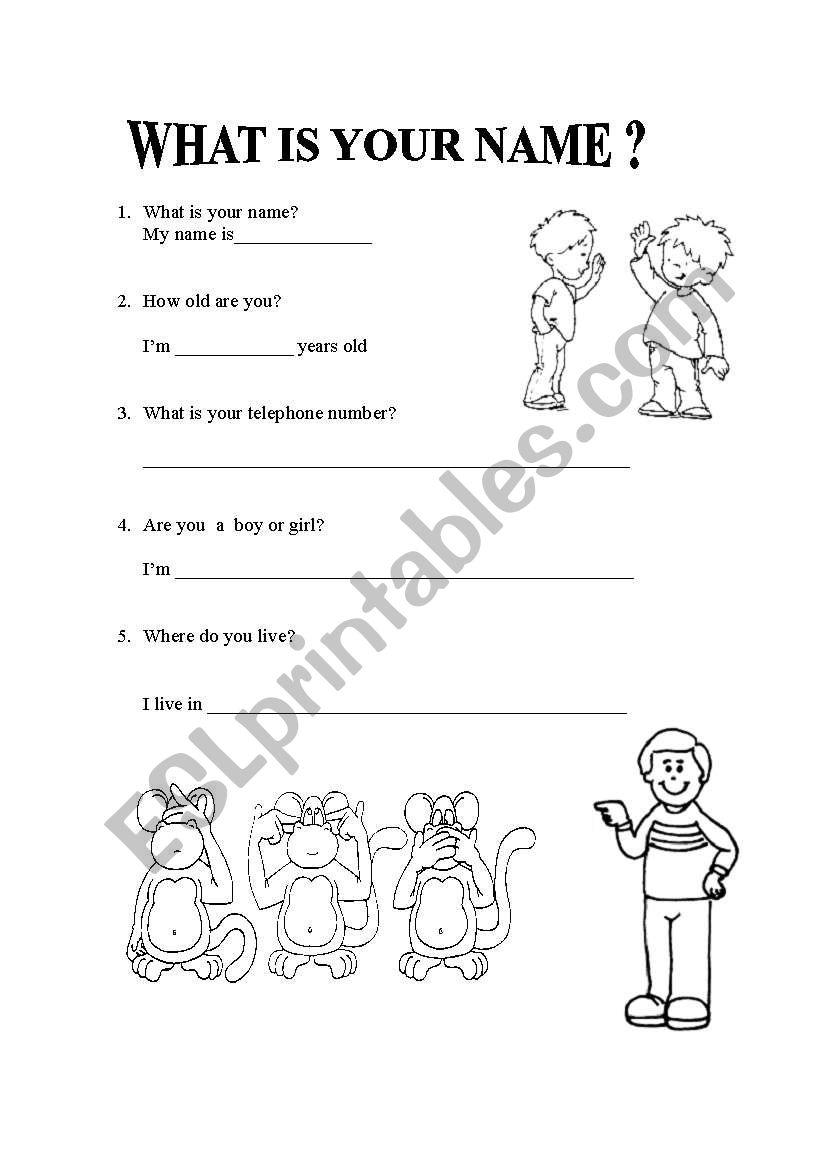 Personal Information worksheet