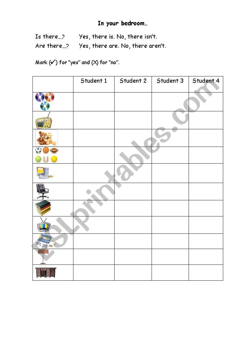 Bedroom speaking worksheet