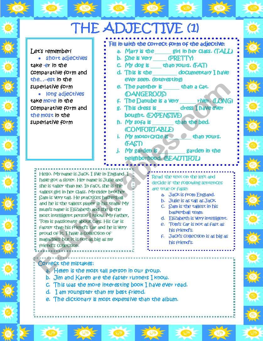 The Adjective worksheet