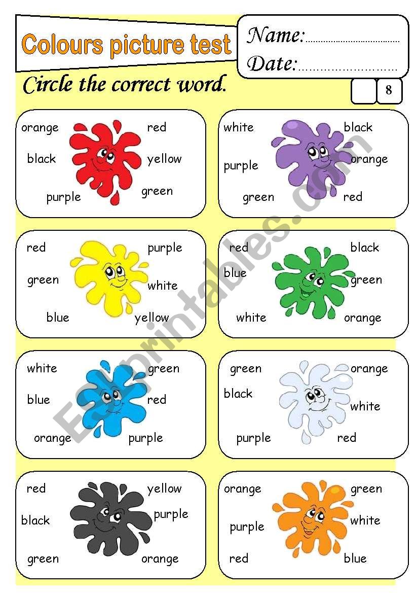 COLOURS PICTURE TEST worksheet