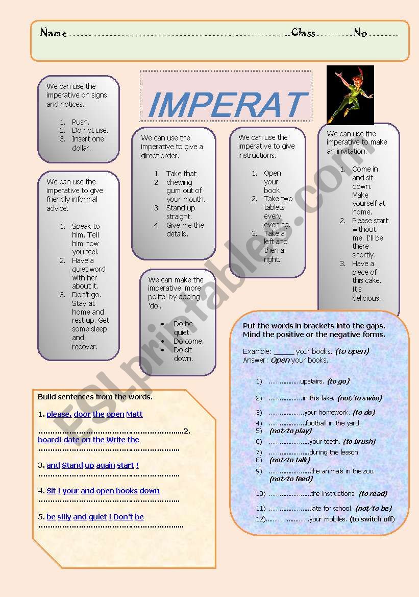 imperative worksheet