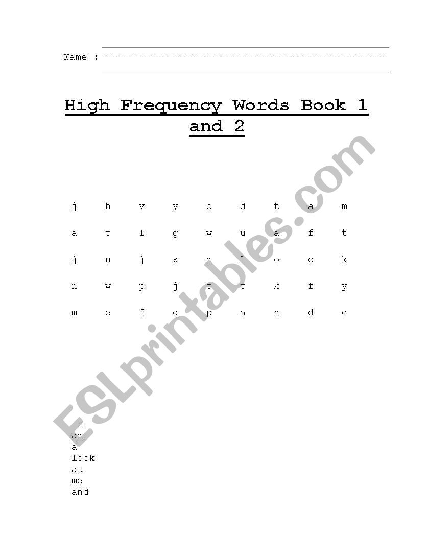High Frequency word program word search and configuration worksheets