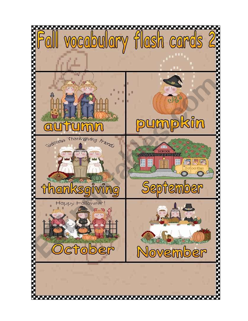 fall flash-card 2 worksheet