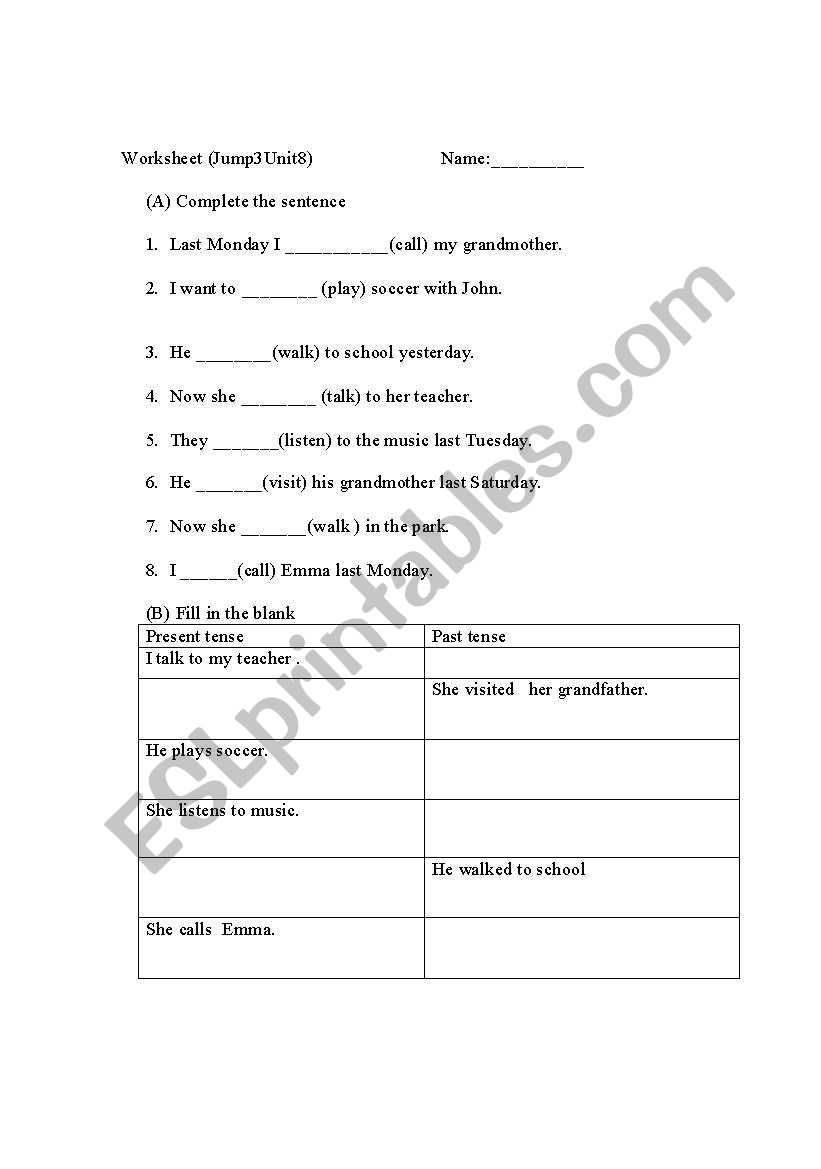 Past tense worksheet