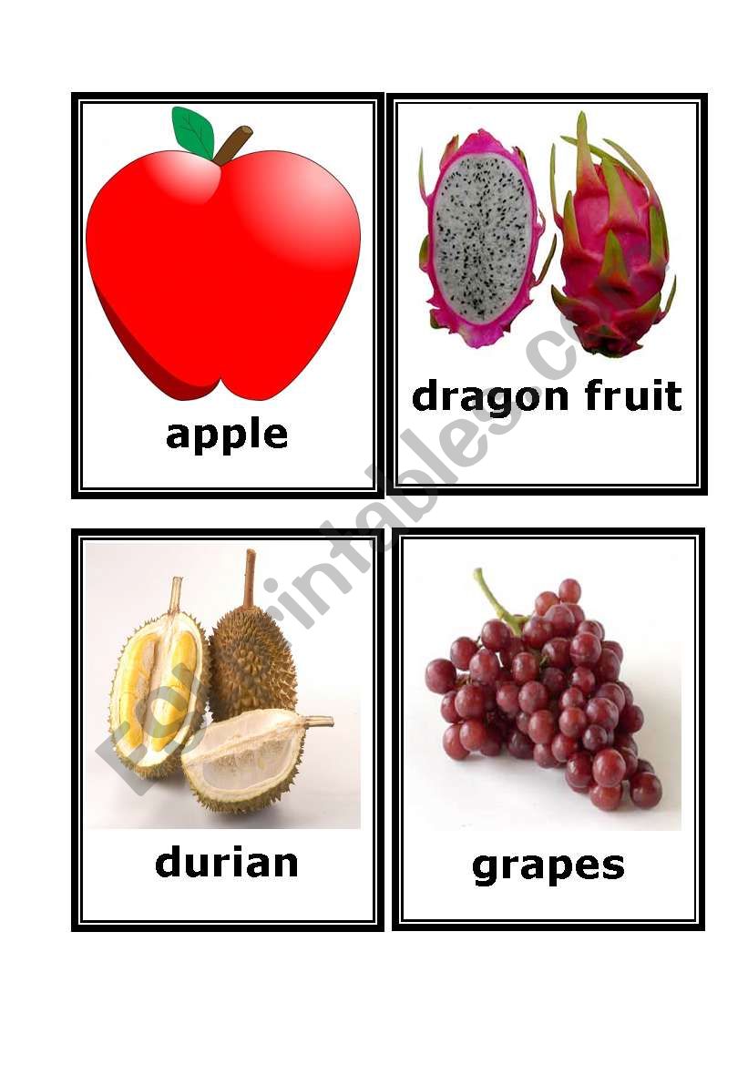 FRUITS FLASH CARDS -part 1 worksheet