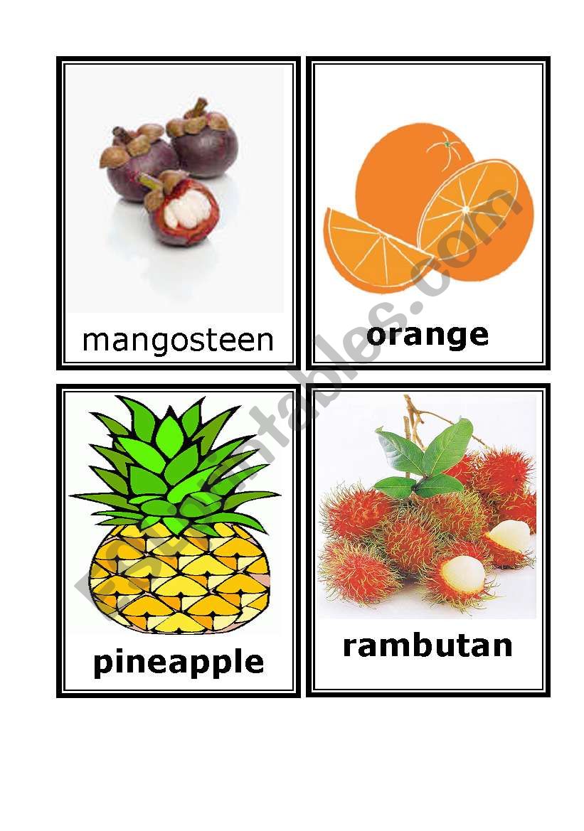 FRUITS FLASH CARDS -part 2 worksheet