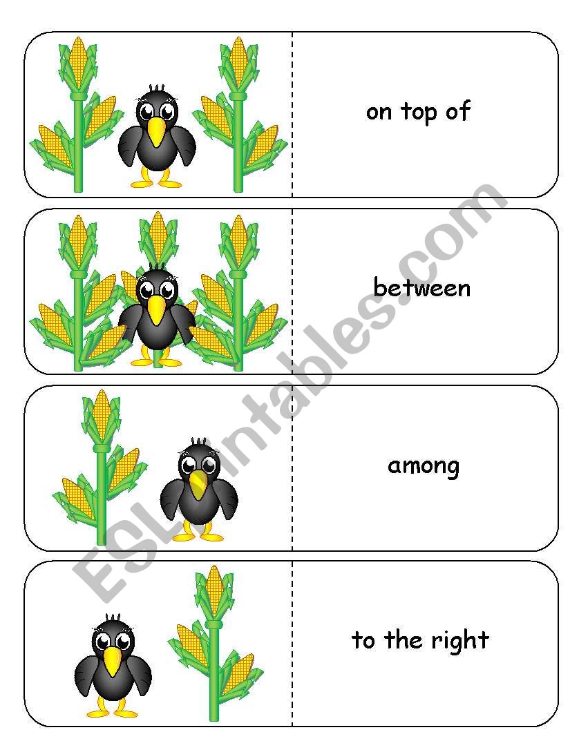 Where is the Crow Preposition Dominoes and Memory Cards Part 1 of 2