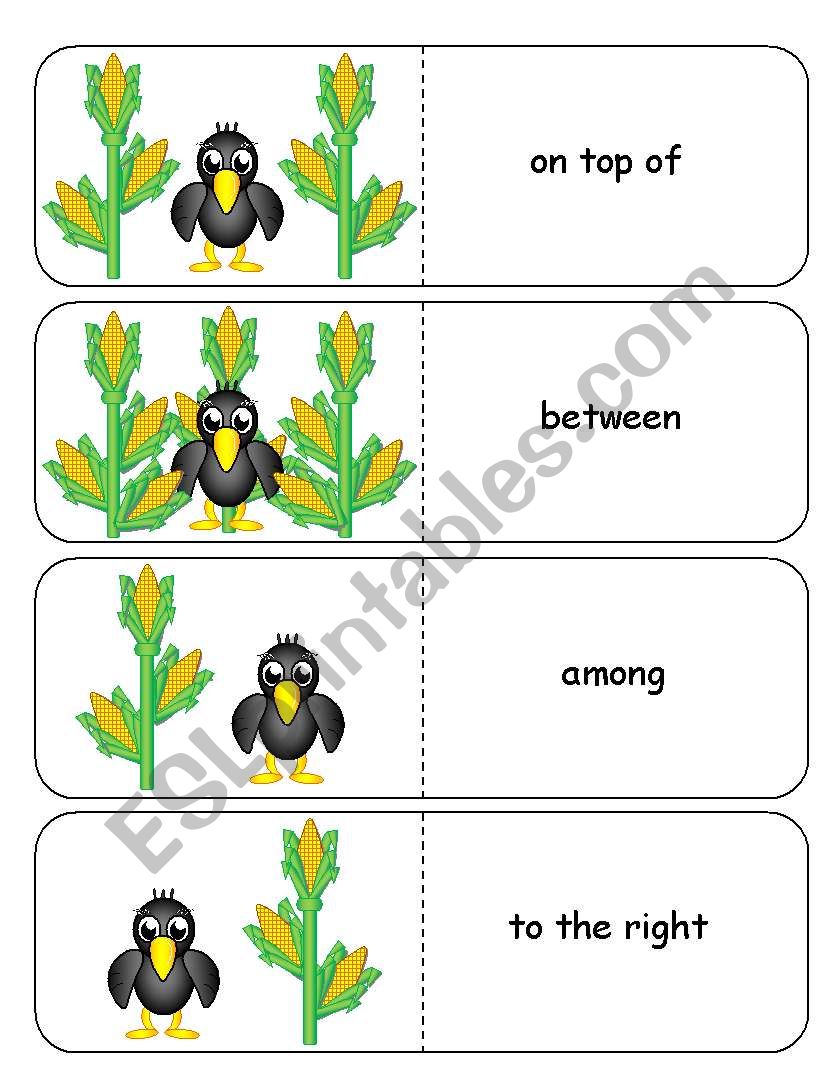 Where is the Crow Preposition Dominoes and Memory Cards Part 1 of 2