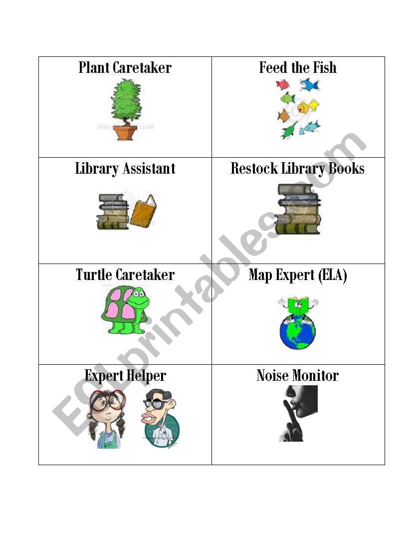 Classroom Helpers worksheet