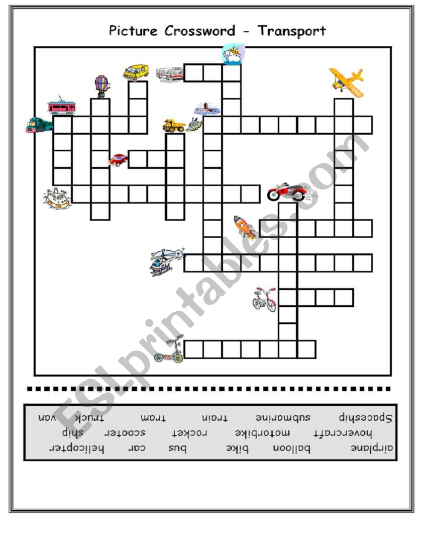 Means of transportation worksheet