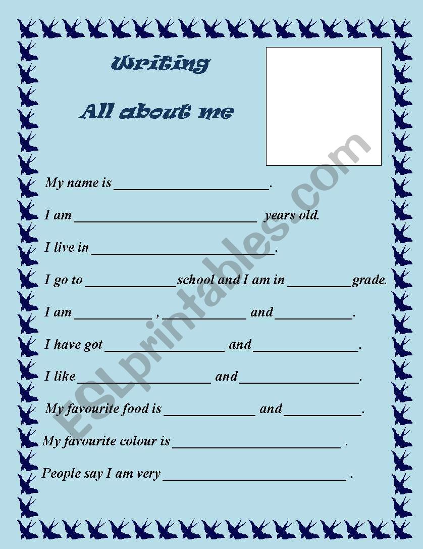 All about me writing worksheet